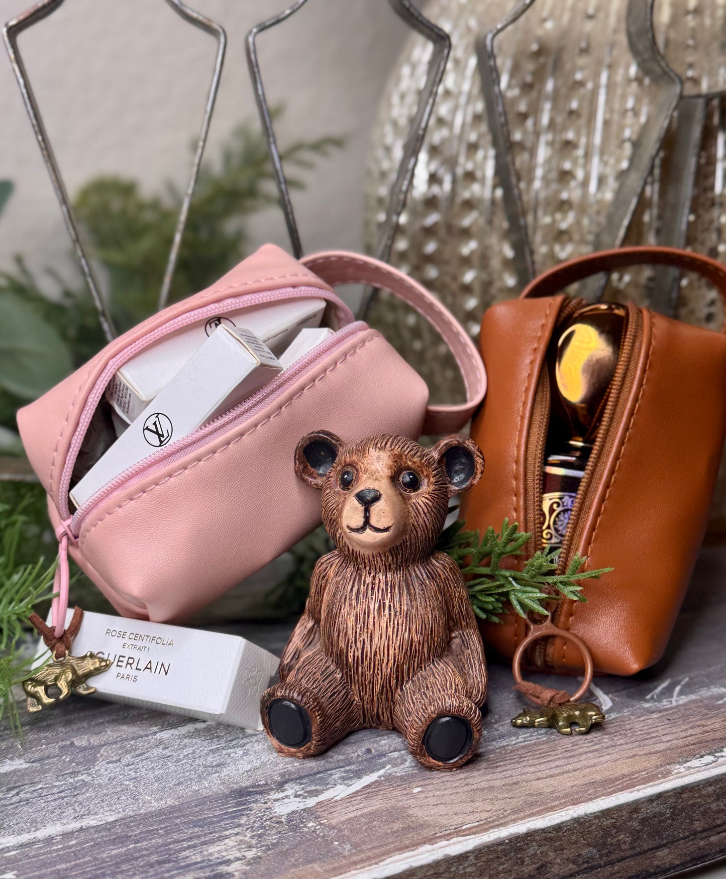 Light Pink Mini Leather Fragrance Travel Tote